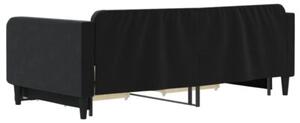 Sofa rozsuwana z szufladami, czarna, 100x200 cm, aksamit