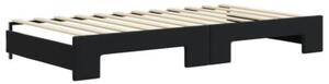 Sofa rozsuwana z szufladami, czarna, 100x200 cm, aksamit