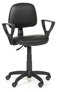 Krzesła robocze MILANO z podłokietnikami - stały kontakt, czarny