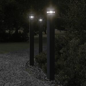 Zewnętrzne lampy stojące, 3 szt., czarne, 110 cm, aluminium