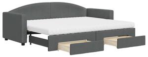 Sofa rozsuwana z szufladami, ciemnoszara, 80x200 cm, tkanina