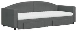Sofa rozsuwana z szufladami, ciemnoszara, 80x200 cm, tkanina
