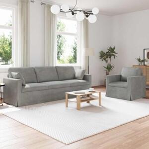 Modularna sofa aksamitna w jasnoszarym kolorze z czarnymi akcentami