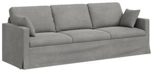 Modularna sofa aksamitna w jasnoszarym kolorze z czarnymi akcentami
