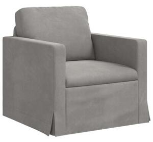 Modularna sofa aksamitna w jasnoszarym kolorze z czarnymi akcentami