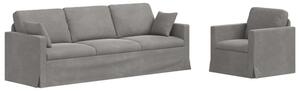 Modularna sofa aksamitna w jasnoszarym kolorze z czarnymi akcentami