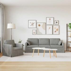 Modularna sofa aksamitna w jasnoszarym kolorze z czarnymi akcentami