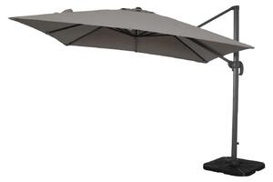 Parasol ogrodowy 3x3 m z oson przeciwwiatrow i podstaw krzyow Indocte – szary