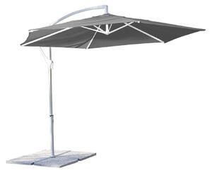 Parasol ogrodowy o rednicy 3 m, ze stalowym supkiem bocznym, model Norma – biao-szary
