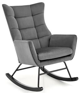 Tapicerowany popielaty bujany fotel C9-B06