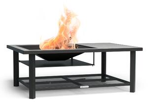 Blumfeldt 3-in-1 Garten-Feuerschale (Feuerstelle, Grill, Tisch), inklusive Grillrost, Schürhaken, Funkenschutz, Regenschutz, Ablage mit Hitzeschutz, ideal als Feuertonne für den Outdoor-Einsatz