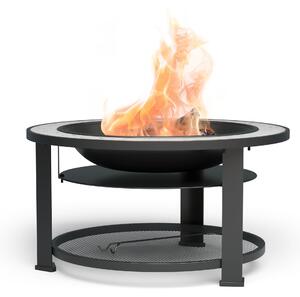 Blumfeldt Outdoor Feuerschale für den Garten, 3 in 1 - als Feuertonne, Tisch & Grill nutzbar - inklusiv - Grillrost, Schürhaken, Funkenschutz, Regenschutz - mit Hitzeschutz-Ablage unter dem Tisch