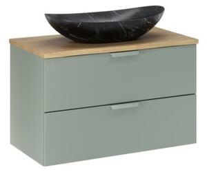Zestaw mebli łazienkowych 80cm z blatem i umywalką nablatową Lena Aster Green