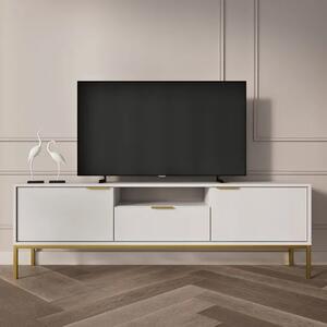 Stojąca szafka pod TV z szufladą 135 cm biały + złoty S9-K35