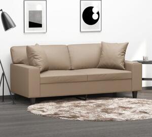 Sofa 2-osobowa z poduszkami, cappuccino, 140 cm, sztuczna skÃ³ra