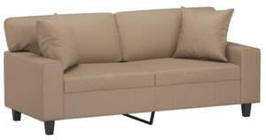 Sofa 2-osobowa z poduszkami, cappuccino, 140 cm, sztuczna skÃ³ra