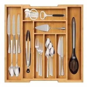 Wkład organizer do szuflady na sztućce rozsuwany 31.5-52x31x5cm 8 przegród BRĄZOWY KRISBERG