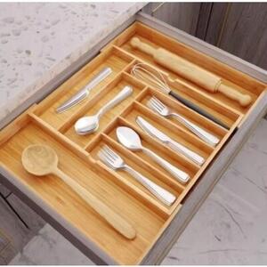 Wkład organizer do szuflady na sztućce rozsuwany 31.5-52x31x5cm 8 przegród BRĄZOWY KRISBERG