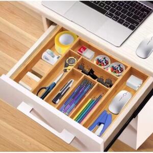 Wkład organizer do szuflady na sztućce rozsuwany 31.5-52x31x5cm 8 przegród BRĄZOWY KRISBERG