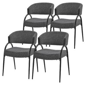 Zestaw 4 krzeseł do jadalni ML-Design, tapicerowane krzesła kuchenne, tkanina, krzesła z podłokietnikami, obite krzesła do salonu, kuchni i jadalni, kolor antracyt