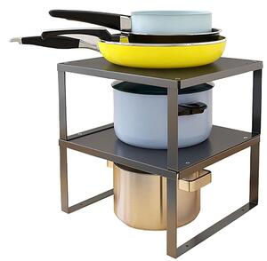Półka kuchenna stojąca metalowa - Stal nierdzewna - Układana w stos - 30 x 28 x 15 cm - Zestaw 2 szt