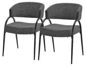 Zestaw 2 krzeseł do jadalni ML-Design, tapicerowane krzesła kuchenne, tkanina, krzesła z podłokietnikami, krzesła tapicerowane do salonu, kuchni i jadalni, kolor antracyt