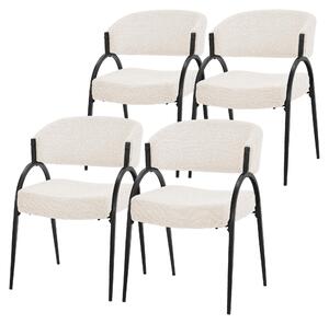 Komplet czterech krzeseł do jadalni ML-Design, tapicerowane krzesła kuchenne z tkaniny, krzesła z podłokietnikami, tapicerowane krzesła do salonu, kuchni i jadalni, kolor beżowy