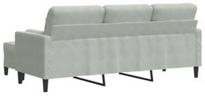 Sofa 3-osobowa z podnÃ³Å¼kiem, jasnoszara, 180 cm, aksamit
