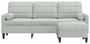 Sofa 3-osobowa z podnÃ³Å¼kiem, jasnoszara, 180 cm, aksamit
