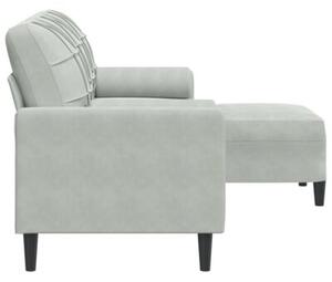 Sofa 3-osobowa z podnÃ³Å¼kiem, jasnoszara, 180 cm, aksamit