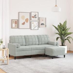 Sofa 3-osobowa z podnÃ³Å¼kiem, jasnoszara, 180 cm, aksamit