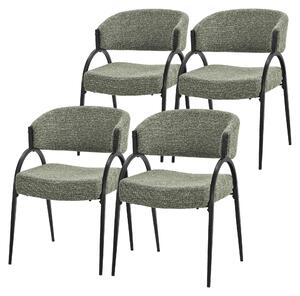 Zestaw 4 krzeseł do jadalni ML-Design, tapicerowane krzesła kuchenne z tkaniny, krzesła z podłokietnikami, obite krzesła do salonu, kuchni i jadalni, kolor zielony