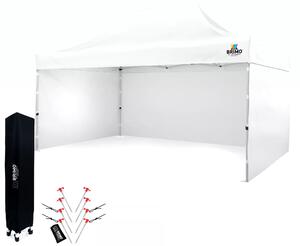 Namiot ogrodowy 3x4,5m Stal | Szybko rozkładany altan na wydarzenia i imprezy - plus 3 ściany - Biały