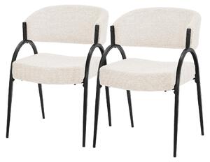 Zestaw 2 krzeseł do jadalni ML-Design, tapicerowane krzesła kuchenne z tkaniny, krzesła z podłokietnikami, obite krzesła do salonu, kuchni i jadalni, kolor beżowy