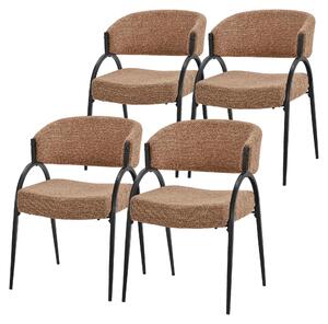 Zestaw 4 krzeseł do jadalni ML-Design, tapicerowane krzesła kuchenne z tkaniny, krzesła z podłokietnikami, tapicerowane krzesła do salonu, kuchni i jadalni, kolor czerwony
