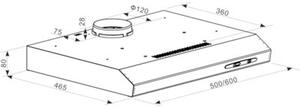 Okap podszafkowy CANDY CFT610/4N/1 Idea 71dB Klasa C 209m3/h OÅwietlenie LED Czarny