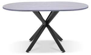 Marui - Stół jadalny Kiso 180x100cm owalny z drewna i metalu z centralną podstawą - imitacja szarego drewna