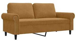 Sofa 2-osobowa, brÄ zowa, 140 cm, tapicerowana aksamitem