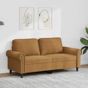 Sofa 2-osobowa, brÄ zowa, 140 cm, tapicerowana aksamitem