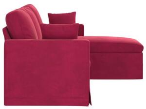 Nowoczesna sofa aksamitna w kolorze czerwonego wina z metalowÄ ramÄ