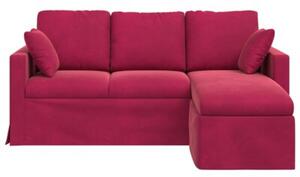 Nowoczesna sofa aksamitna w kolorze czerwonego wina z metalowÄ ramÄ