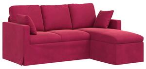 Nowoczesna sofa aksamitna w kolorze czerwonego wina z metalowÄ ramÄ