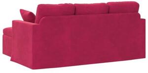 Nowoczesna sofa aksamitna w kolorze czerwonego wina z metalowÄ ramÄ
