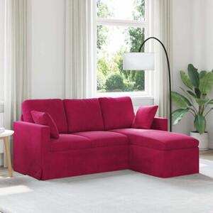 Nowoczesna sofa aksamitna w kolorze czerwonego wina z metalowÄ ramÄ