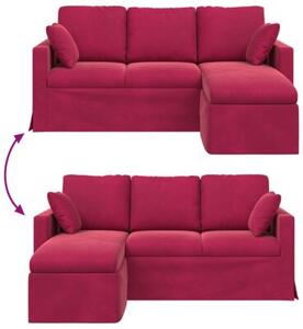 Nowoczesna sofa aksamitna w kolorze czerwonego wina z metalowÄ ramÄ