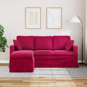 Nowoczesna sofa aksamitna w kolorze czerwonego wina z metalowÄ ramÄ