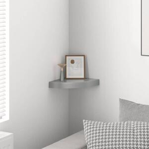 Narożna półka ścienna, wysoki połysk, szara, 25x25x3,8 cm, mdf