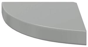 Narożna półka ścienna, wysoki połysk, szara, 25x25x3,8 cm, mdf