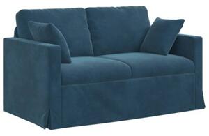 Modularna sofa aksamitna w kolorze niebieskim z czarnymi akcentami