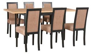 MebleMWM Zestaw 6 krzeseł drewnianych ROMA 3 + stół IKON 5 | Kolor do wyboru